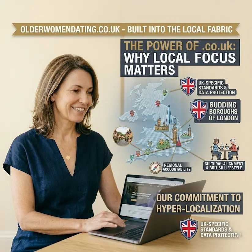 Older Women Dating UK - Localized social networking platform for sophisticated connections in the United Kingdom.